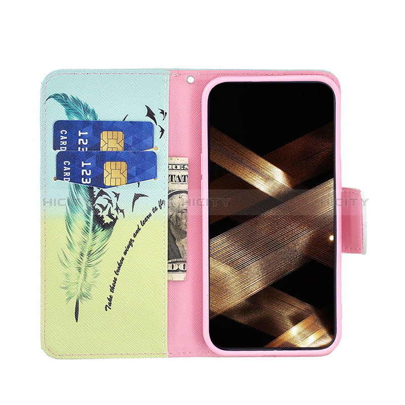 Handytasche Stand Schutzhülle Flip Leder Hülle Blumen für Apple iPhone 15 Plus Gelb groß