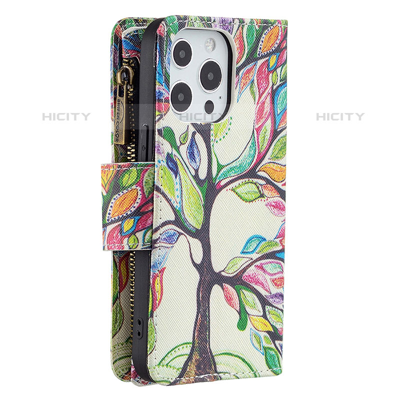 Handytasche Stand Schutzhülle Flip Leder Hülle Blumen für Apple iPhone 15 Pro Max Plusfarbig