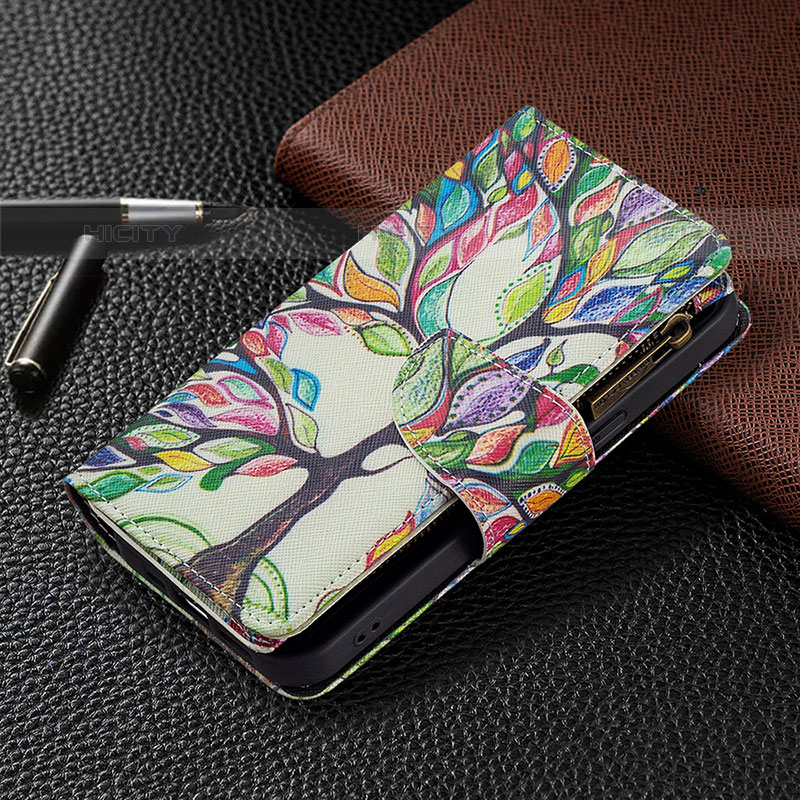 Handytasche Stand Schutzhülle Flip Leder Hülle Blumen für Apple iPhone 15 Pro Max Plusfarbig