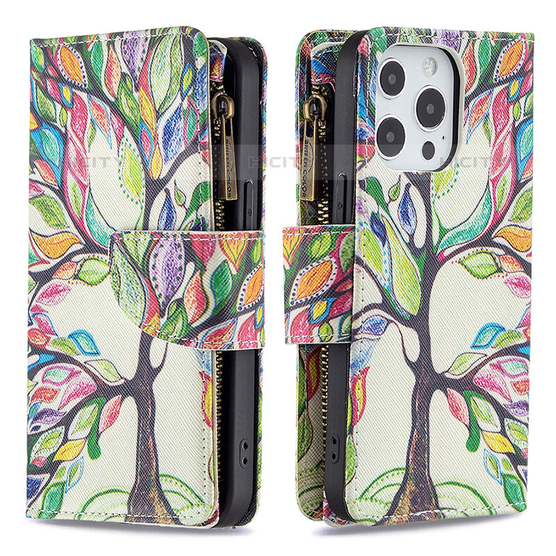 Handytasche Stand Schutzhülle Flip Leder Hülle Blumen für Apple iPhone 16 Pro Max Plusfarbig groß