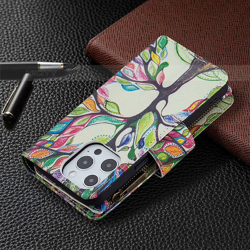 Handytasche Stand Schutzhülle Flip Leder Hülle Blumen für Apple iPhone 16 Pro Max Plusfarbig groß