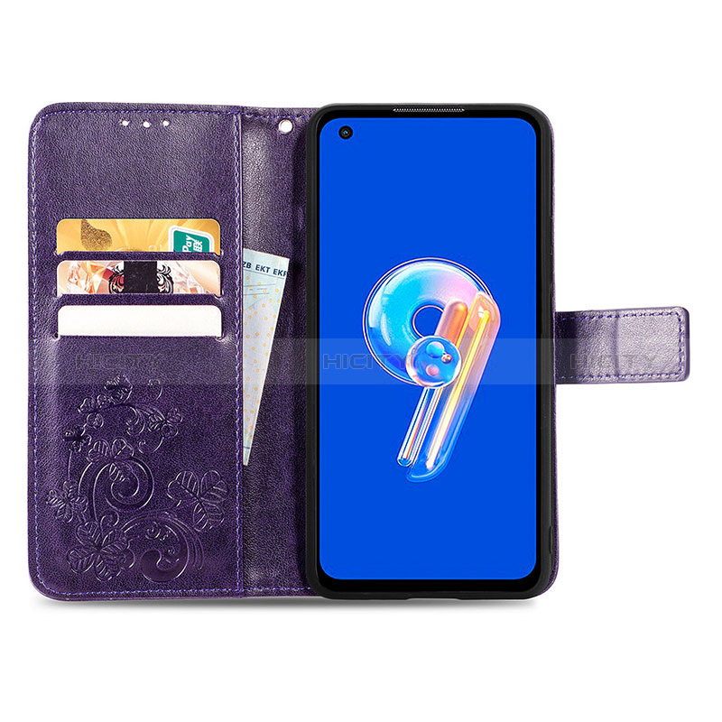 Handytasche Stand Schutzhülle Flip Leder Hülle Blumen für Asus Zenfone 9 groß