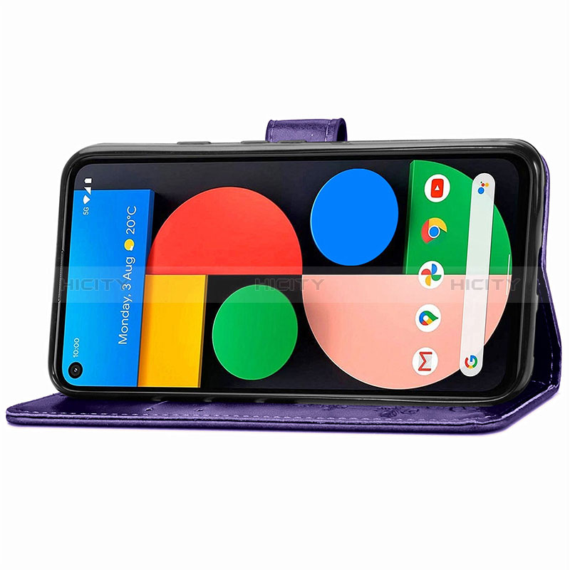 Handytasche Stand Schutzhülle Flip Leder Hülle Blumen für Google Pixel 5 groß