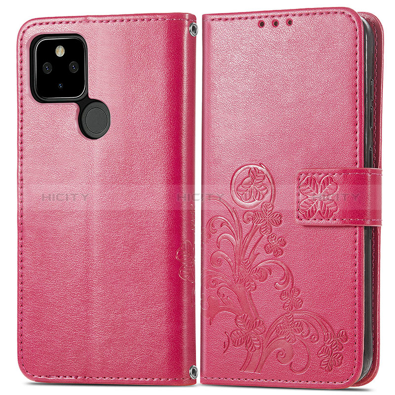 Handytasche Stand Schutzhülle Flip Leder Hülle Blumen für Google Pixel 5a 5G Pink