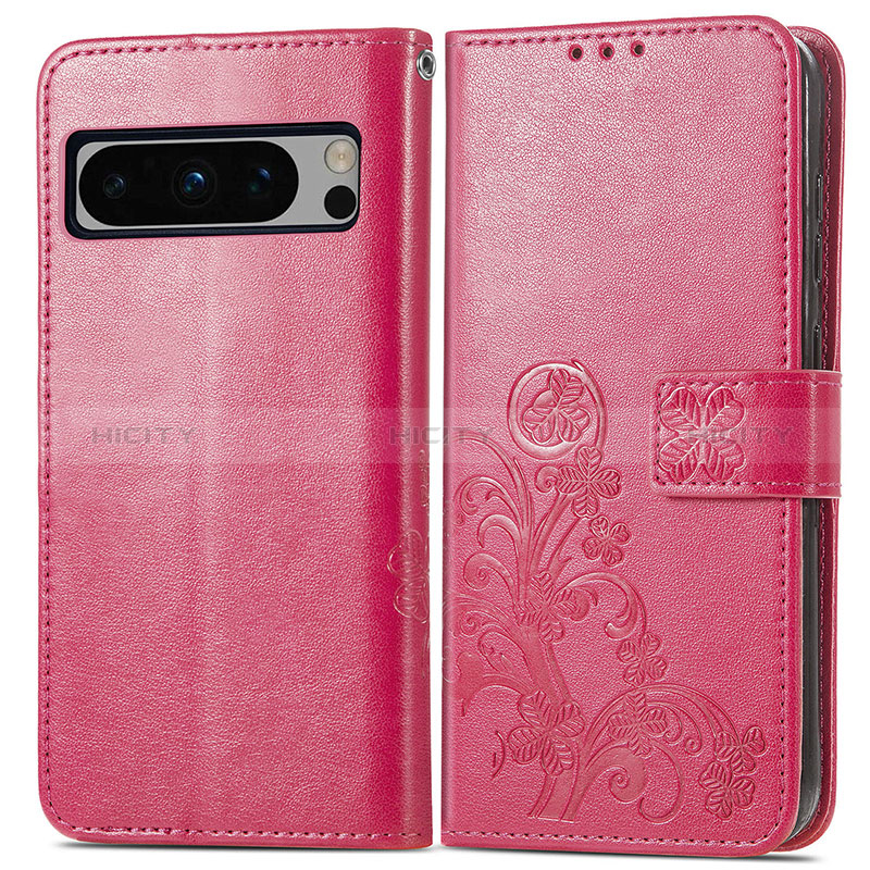 Handytasche Stand Schutzhülle Flip Leder Hülle Blumen für Google Pixel 8 Pro 5G Pink