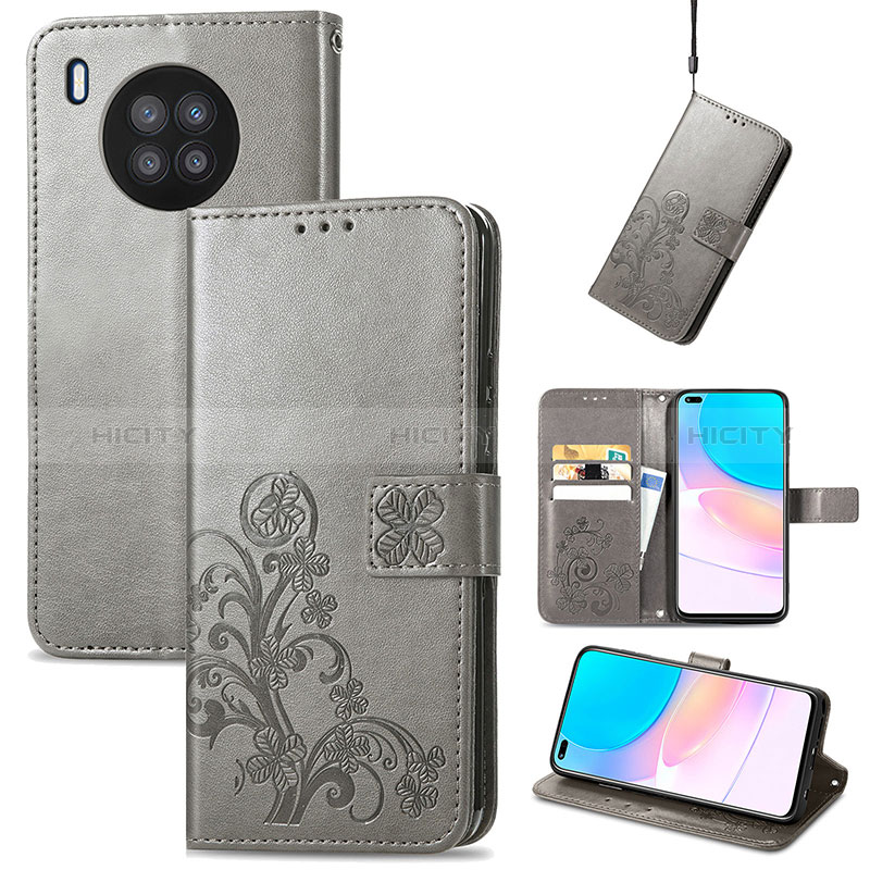 Handytasche Stand Schutzhülle Flip Leder Hülle Blumen für Huawei Honor 50 Lite groß