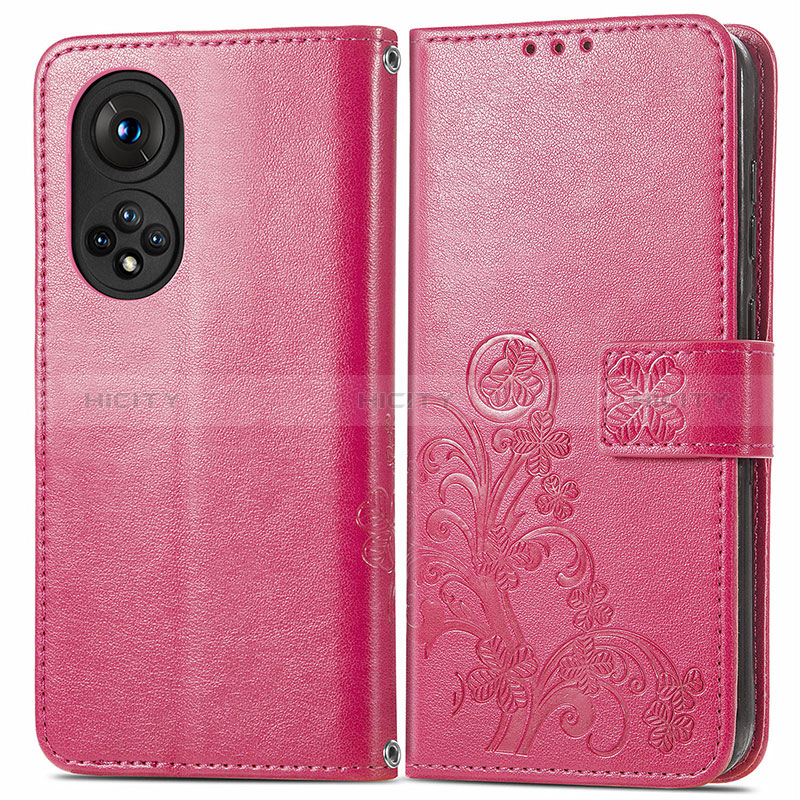 Handytasche Stand Schutzhülle Flip Leder Hülle Blumen für Huawei Honor 50 Pro 5G Pink