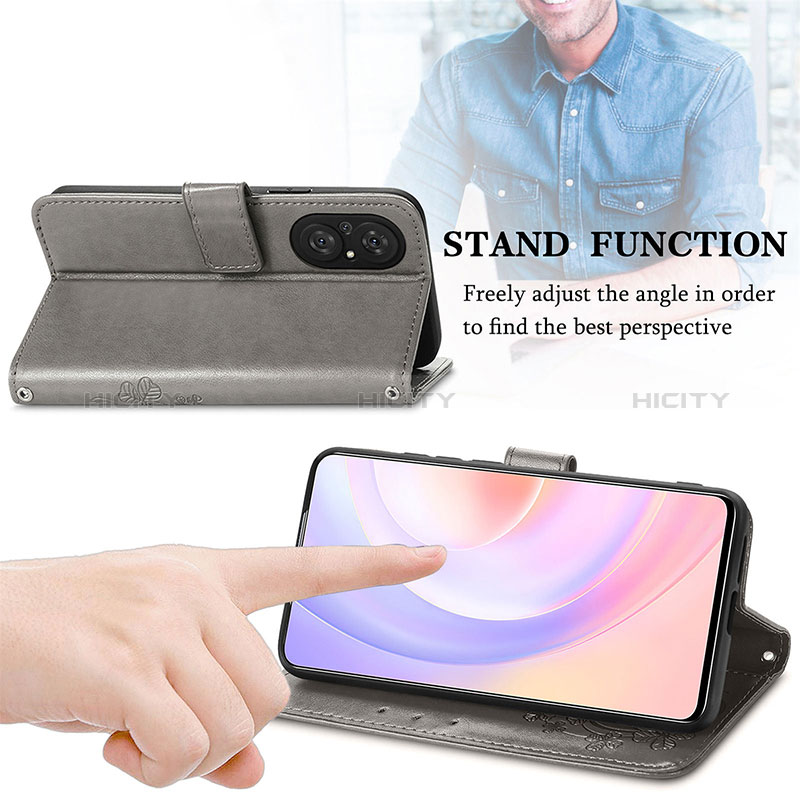 Handytasche Stand Schutzhülle Flip Leder Hülle Blumen für Huawei Honor 50 SE 5G