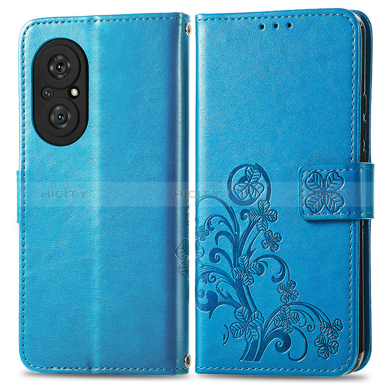 Handytasche Stand Schutzhülle Flip Leder Hülle Blumen für Huawei Honor 50 SE 5G Blau