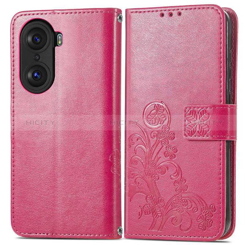 Handytasche Stand Schutzhülle Flip Leder Hülle Blumen für Huawei Honor 60 5G Pink Plus