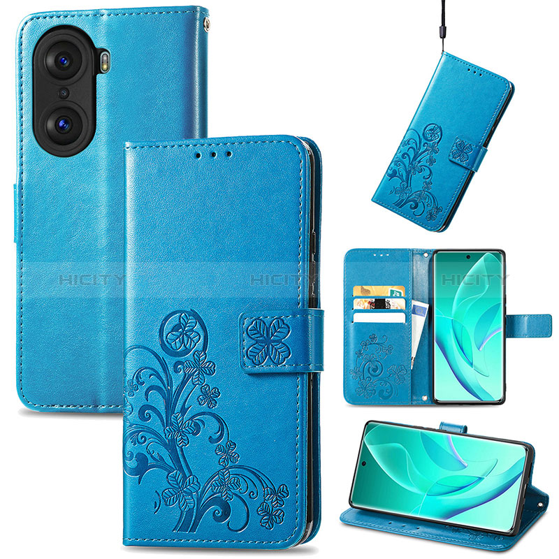 Handytasche Stand Schutzhülle Flip Leder Hülle Blumen für Huawei Honor 60 Pro 5G groß