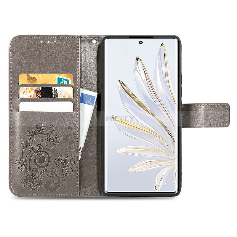 Handytasche Stand Schutzhülle Flip Leder Hülle Blumen für Huawei Honor 70 5G