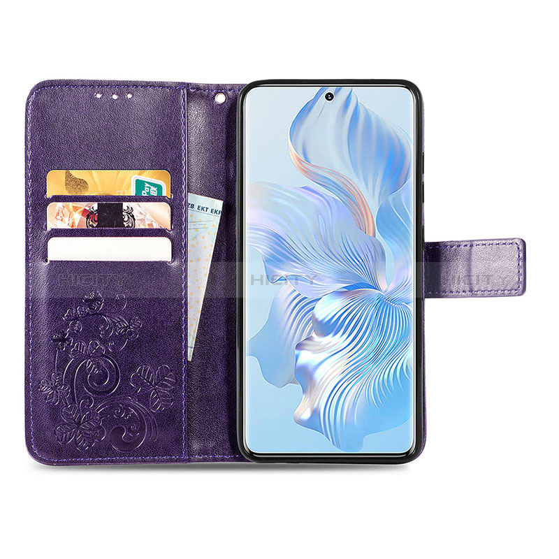 Handytasche Stand Schutzhülle Flip Leder Hülle Blumen für Huawei Honor 80 5G