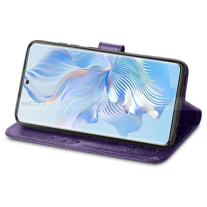 Handytasche Stand Schutzhülle Flip Leder Hülle Blumen für Huawei Honor 80 5G