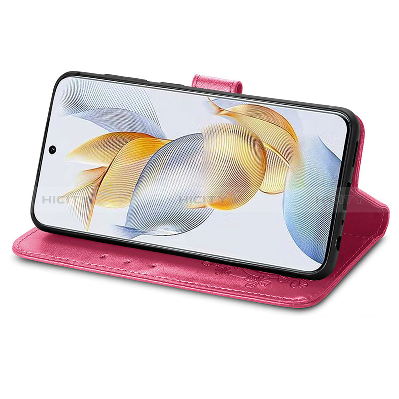 Handytasche Stand Schutzhülle Flip Leder Hülle Blumen für Huawei Honor 90 5G