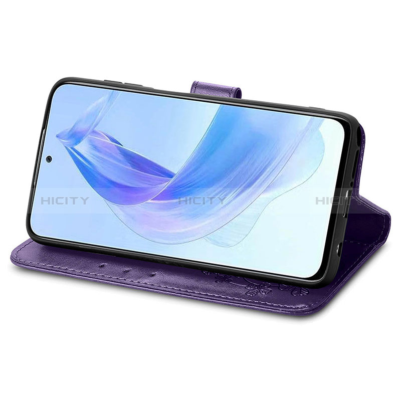 Handytasche Stand Schutzhülle Flip Leder Hülle Blumen für Huawei Honor 90 Lite 5G groß