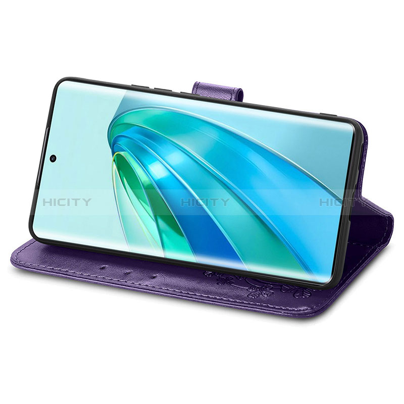 Handytasche Stand Schutzhülle Flip Leder Hülle Blumen für Huawei Honor Magic5 Lite 5G