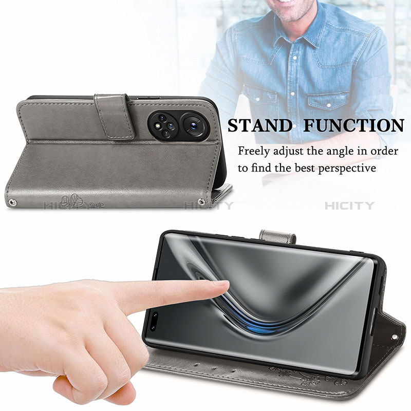 Handytasche Stand Schutzhülle Flip Leder Hülle Blumen für Huawei Honor V40 5G groß