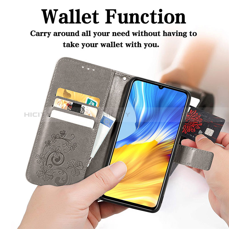 Handytasche Stand Schutzhülle Flip Leder Hülle Blumen für Huawei Honor X10 Max 5G