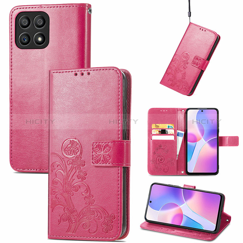 Handytasche Stand Schutzhülle Flip Leder Hülle Blumen für Huawei Honor X30i