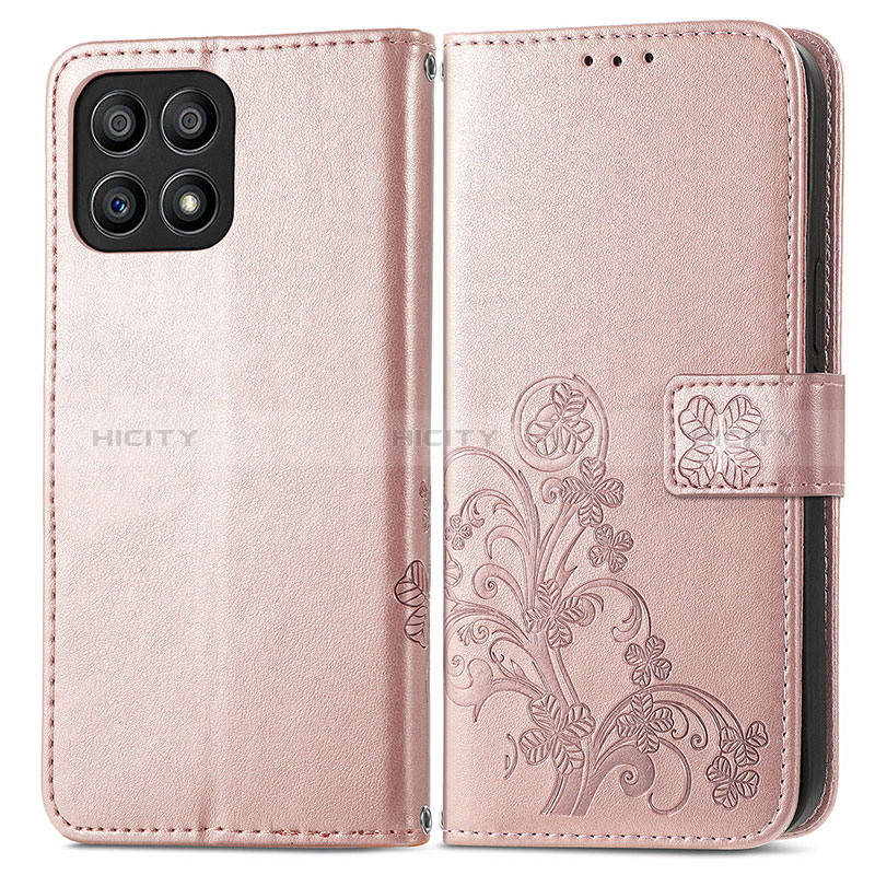 Handytasche Stand Schutzhülle Flip Leder Hülle Blumen für Huawei Honor X30i Rosegold