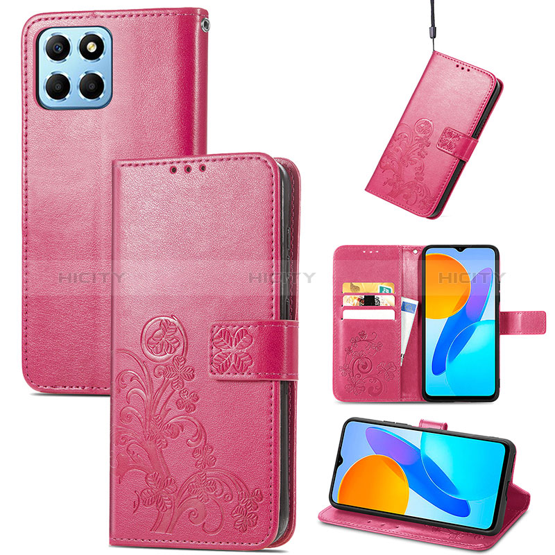 Handytasche Stand Schutzhülle Flip Leder Hülle Blumen für Huawei Honor X6 5G groß