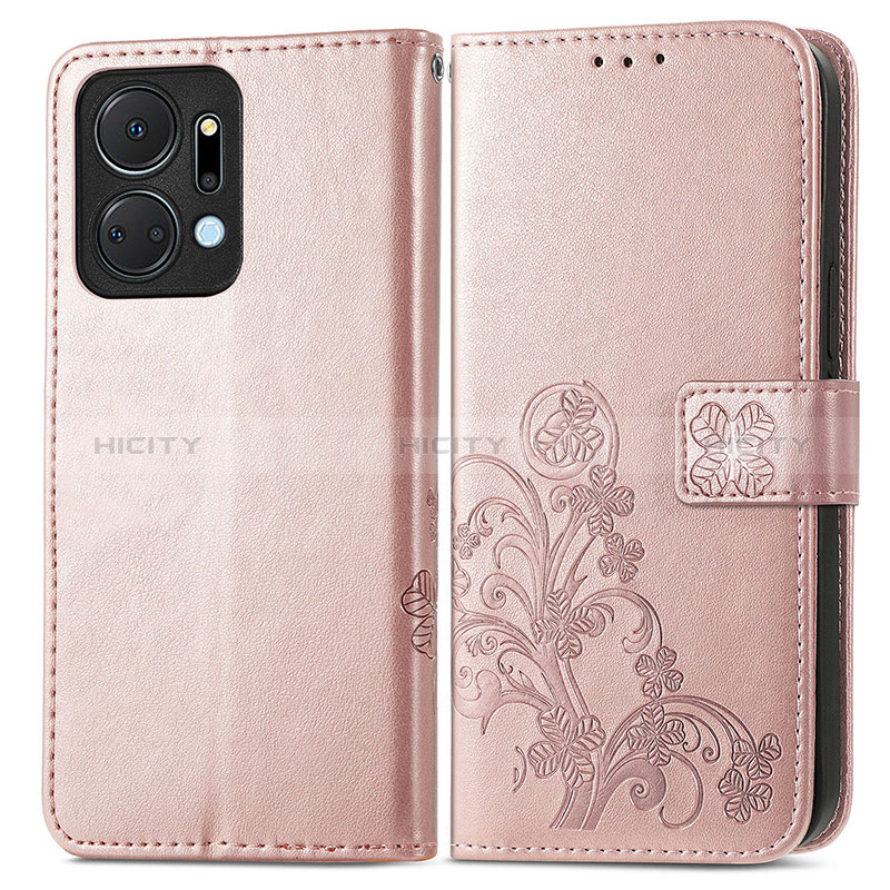 Handytasche Stand Schutzhülle Flip Leder Hülle Blumen für Huawei Honor X7a groß