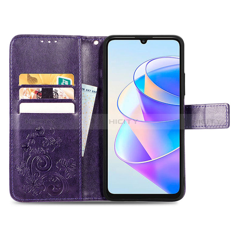 Handytasche Stand Schutzhülle Flip Leder Hülle Blumen für Huawei Honor X7a groß