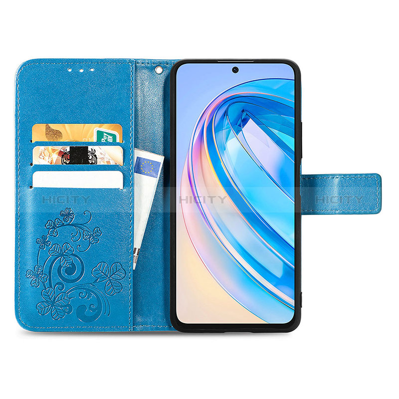 Handytasche Stand Schutzhülle Flip Leder Hülle Blumen für Huawei Honor X8a 4G