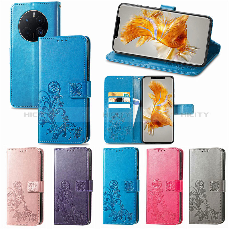 Handytasche Stand Schutzhülle Flip Leder Hülle Blumen für Huawei Mate 50 Pro groß