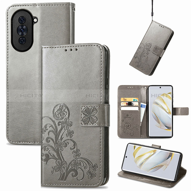 Handytasche Stand Schutzhülle Flip Leder Hülle Blumen für Huawei Nova 10 groß