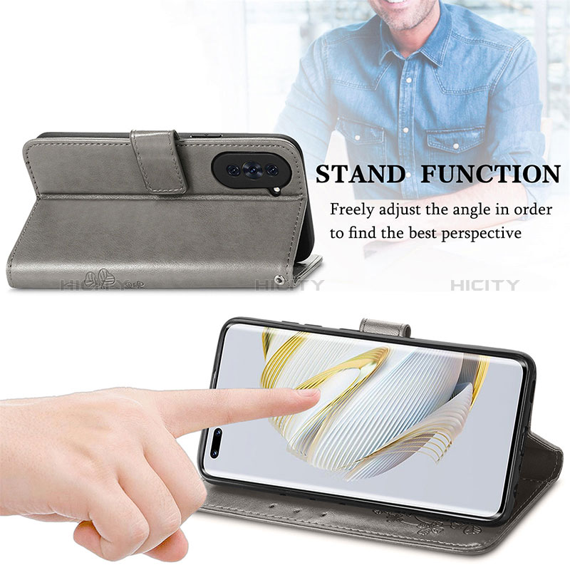 Handytasche Stand Schutzhülle Flip Leder Hülle Blumen für Huawei Nova 10 Pro