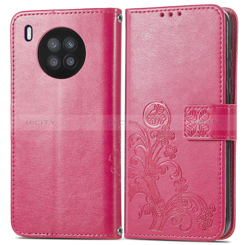 Handytasche Stand Schutzhülle Flip Leder Hülle Blumen für Huawei Nova 8i Pink