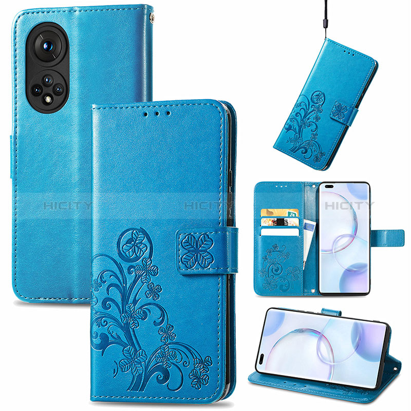 Handytasche Stand Schutzhülle Flip Leder Hülle Blumen für Huawei Nova 9 Pro groß