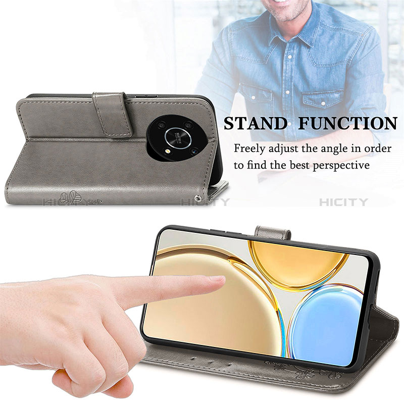 Handytasche Stand Schutzhülle Flip Leder Hülle Blumen für Huawei Nova Y90