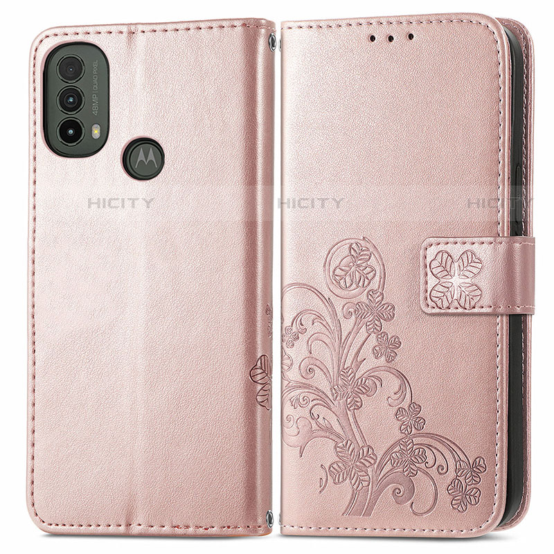 Handytasche Stand Schutzhülle Flip Leder Hülle Blumen für Motorola Moto E20