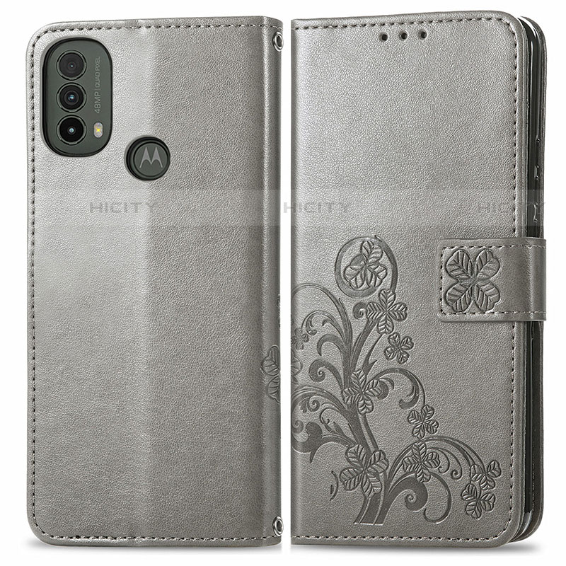 Handytasche Stand Schutzhülle Flip Leder Hülle Blumen für Motorola Moto E40