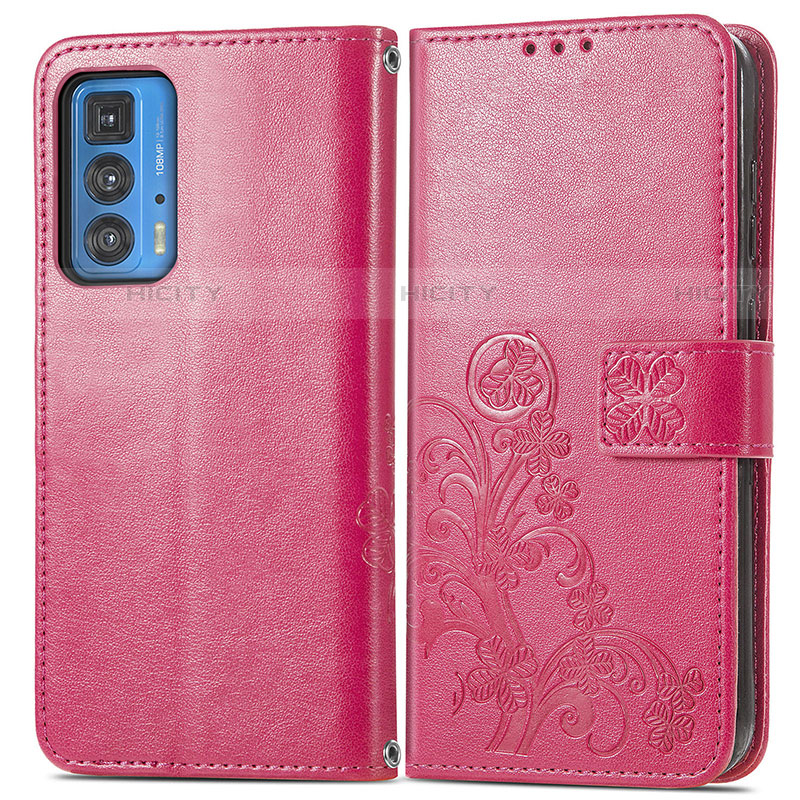 Handytasche Stand Schutzhülle Flip Leder Hülle Blumen für Motorola Moto Edge 20 Pro 5G Rot