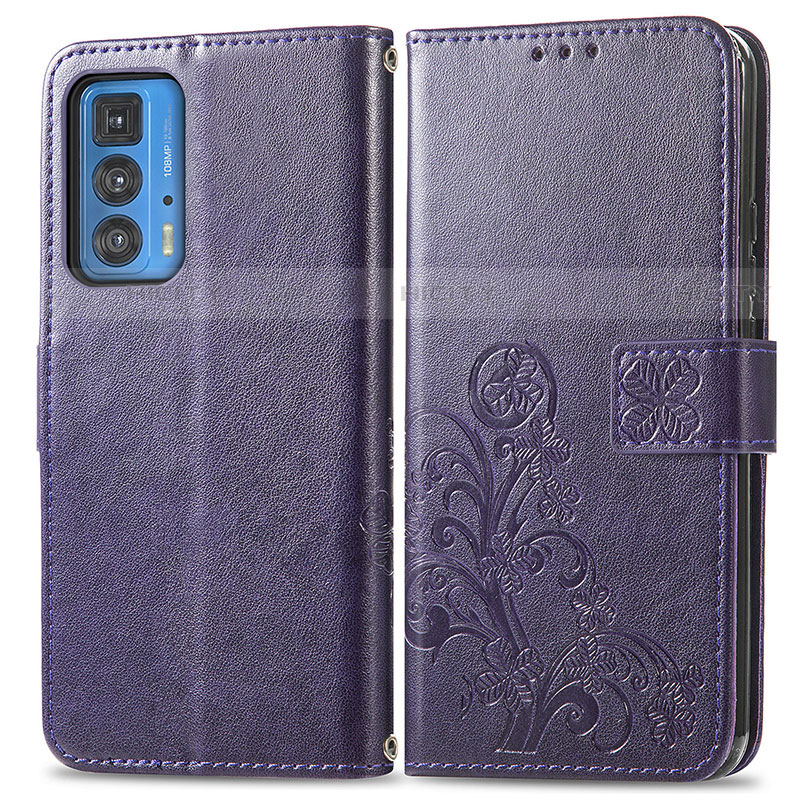 Handytasche Stand Schutzhülle Flip Leder Hülle Blumen für Motorola Moto Edge 20 Pro 5G Violett