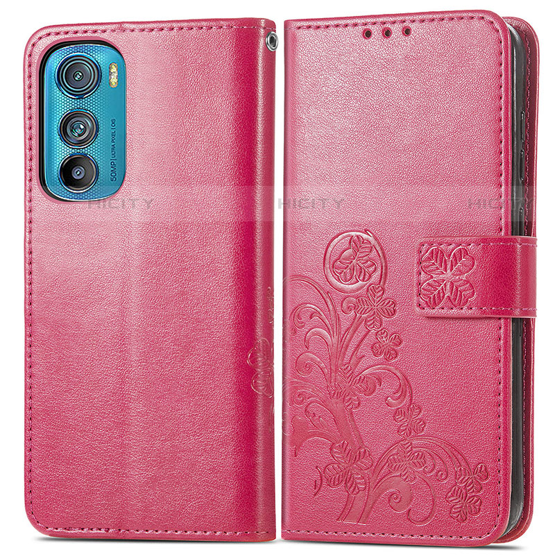 Handytasche Stand Schutzhülle Flip Leder Hülle Blumen für Motorola Moto Edge 30 5G Rot