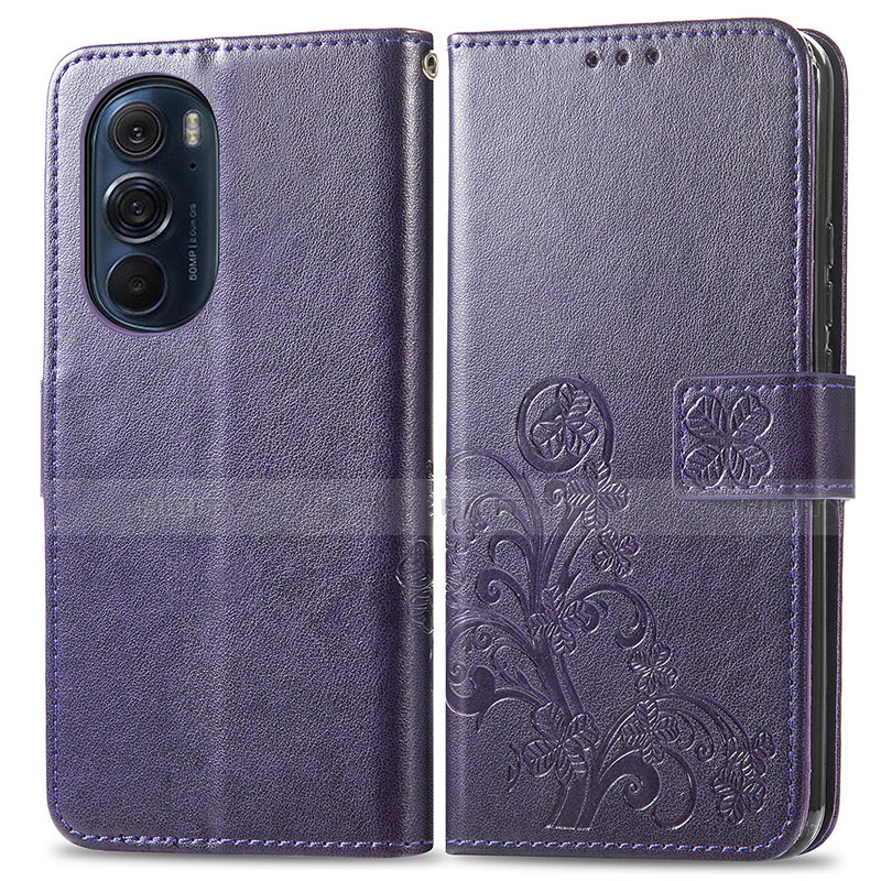 Handytasche Stand Schutzhülle Flip Leder Hülle Blumen für Motorola Moto Edge 30 Pro 5G Violett