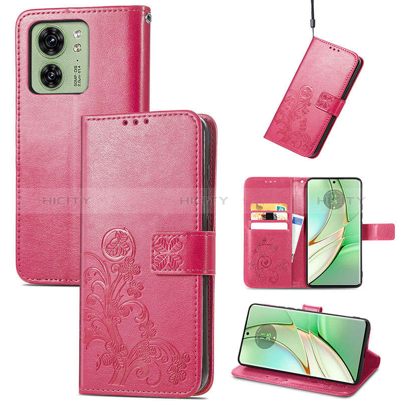 Handytasche Stand Schutzhülle Flip Leder Hülle Blumen für Motorola Moto Edge 40 5G