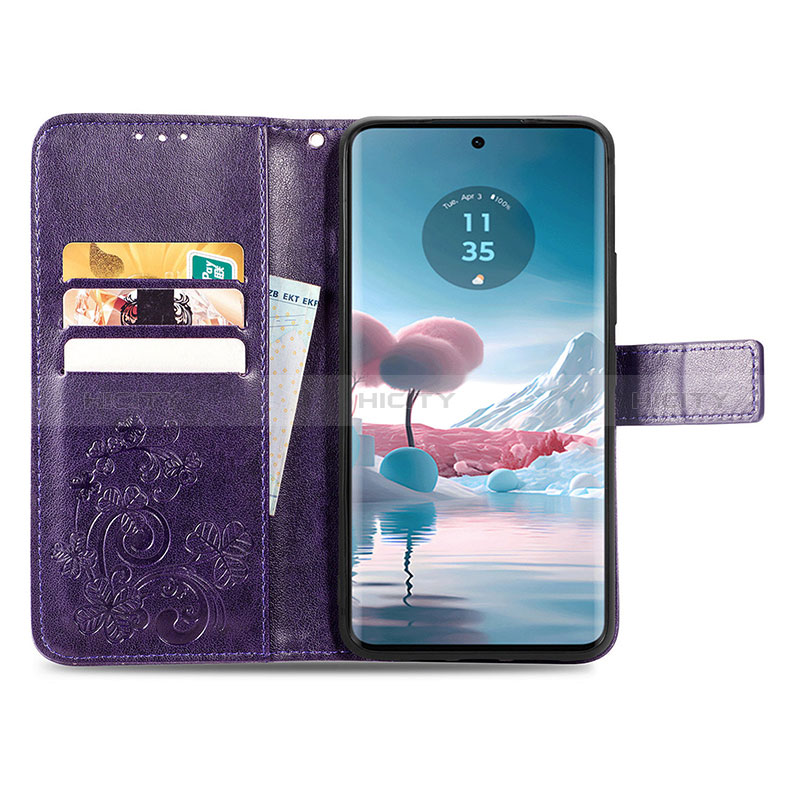 Handytasche Stand Schutzhülle Flip Leder Hülle Blumen für Motorola Moto Edge 40 Neo 5G