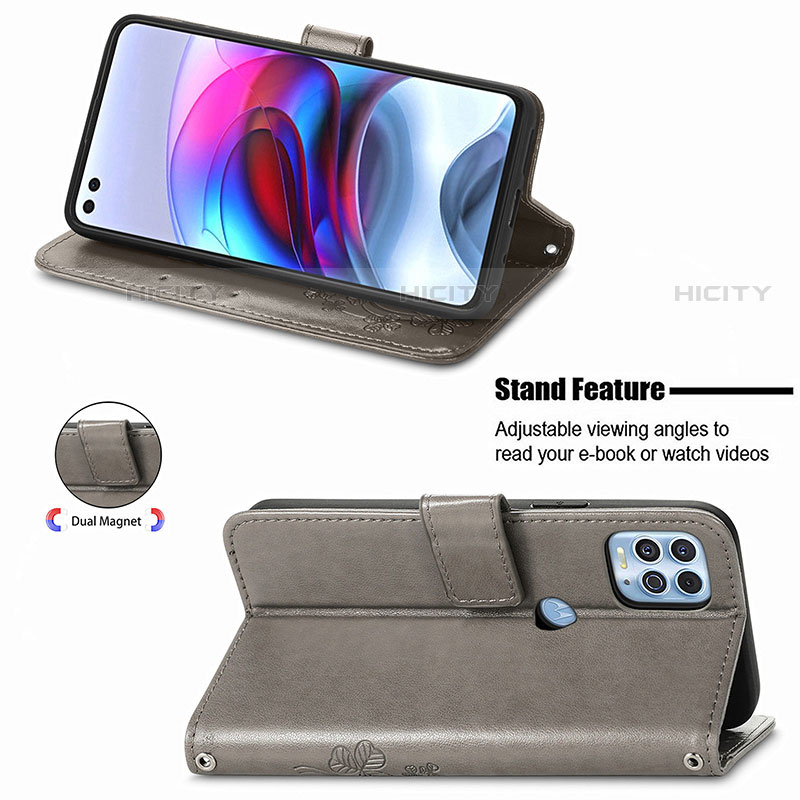 Handytasche Stand Schutzhülle Flip Leder Hülle Blumen für Motorola Moto Edge S 5G