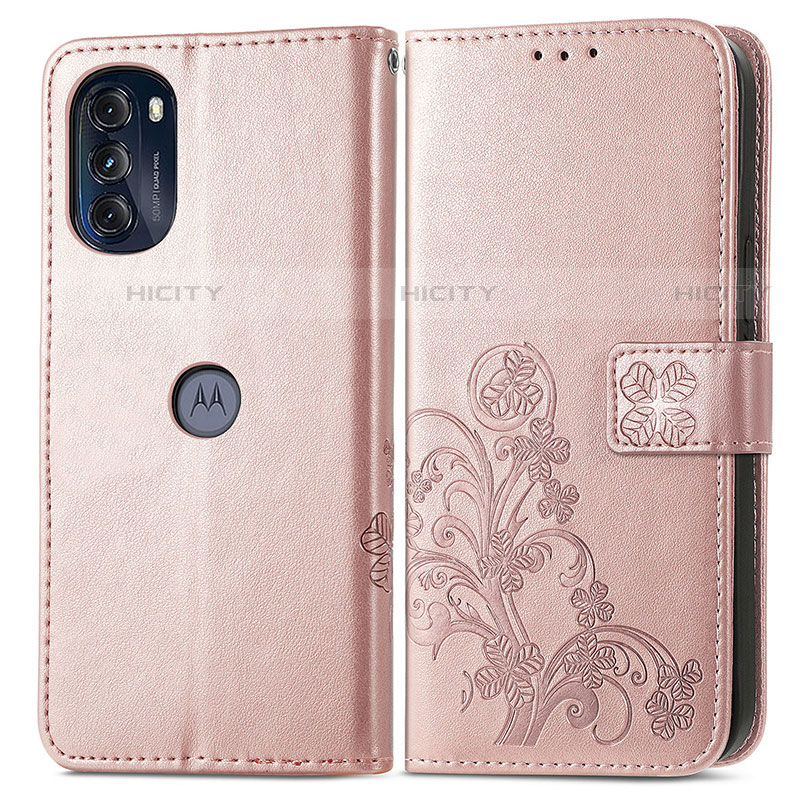 Handytasche Stand Schutzhülle Flip Leder Hülle Blumen für Motorola Moto G 5G (2022) Rosa