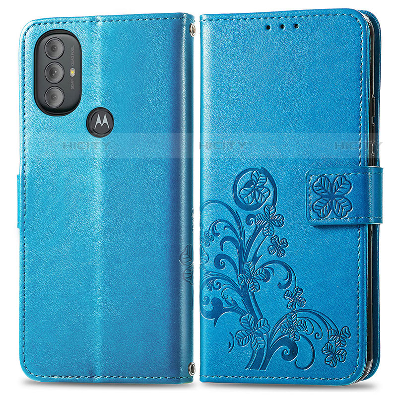 Handytasche Stand Schutzhülle Flip Leder Hülle Blumen für Motorola Moto G Play (2023) Blau