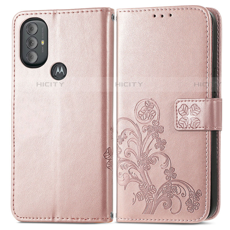 Handytasche Stand Schutzhülle Flip Leder Hülle Blumen für Motorola Moto G Play (2023) Rosa