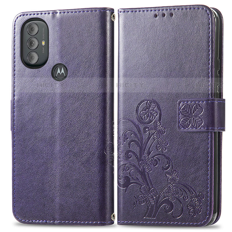 Handytasche Stand Schutzhülle Flip Leder Hülle Blumen für Motorola Moto G Play (2023) Violett