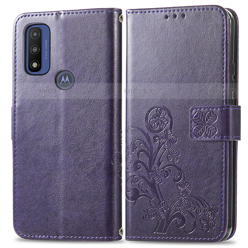 Handytasche Stand Schutzhülle Flip Leder Hülle Blumen für Motorola Moto G Pure Violett Plus