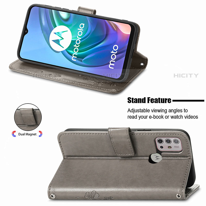 Handytasche Stand Schutzhülle Flip Leder Hülle Blumen für Motorola Moto G10 Power